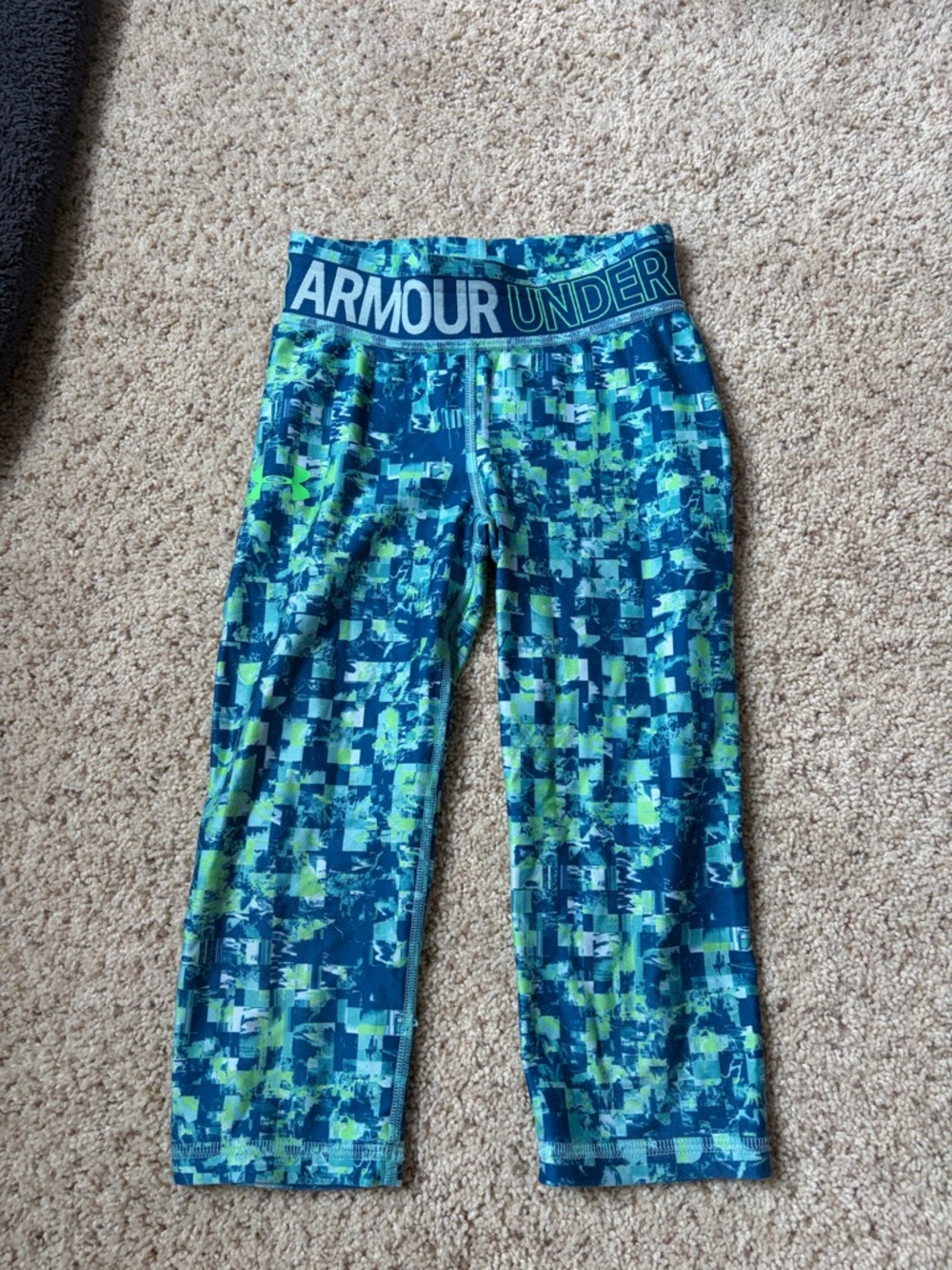 Under Armour Girls' Teal, Navy & Lime Printed Pajama Bottoms